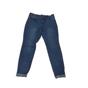 BLEU Women's 16W Blue Denim Stretch Skinny Jeans Cuffed Ankle